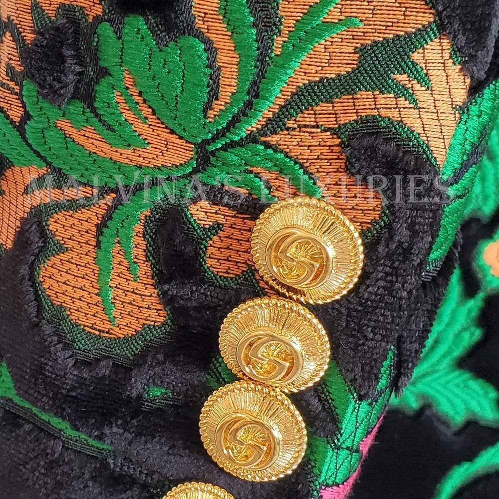 GUCCI JACKET SINGLE BREASTED VELVET JAQUARD FLORAL BLAZER sz IT 40 US 4 - Picture 8 of 14